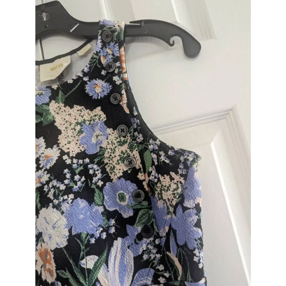 ANTHROPOLOGIE MAEVE Brenner Floral Sleeveless Tank Top with Buttons